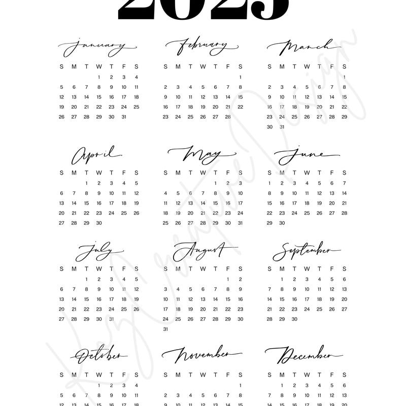Calendar 2025 Svg - Etsy