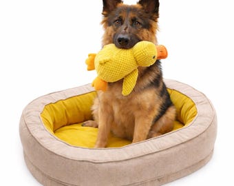 Cama ortopédica para perros Felux con espuma viscoelástica – Lavable y antideslizante – Cojín suave para perros con borde elevado
