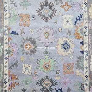 Muted Color Oushak Rug – Custom Turkish Hand Knotted Wool Carpet, Floral Design Antique-Inspired Area Rug