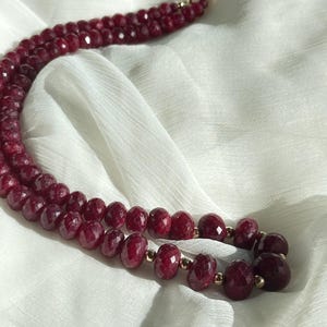 Chunky Ruby Bead Necklace 14k Gold Genuine Ruby Mala Necklace Real Ruby Jewelry July Birthstone Gift Layering Necklace for Her gift for her