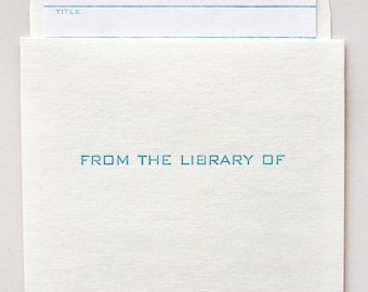 library card and pocket set - letterpress printed