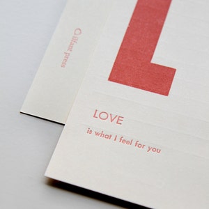 love letterpress printed flashcard notecard image 1