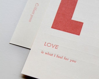 love - letterpress printed flashcard notecard