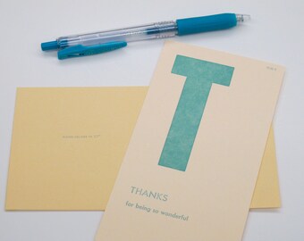 thanks - letterpress printed flashcard notecard