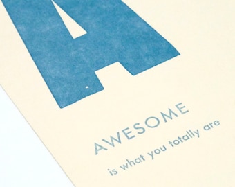 awesome - letterpress printed flashcard notecard