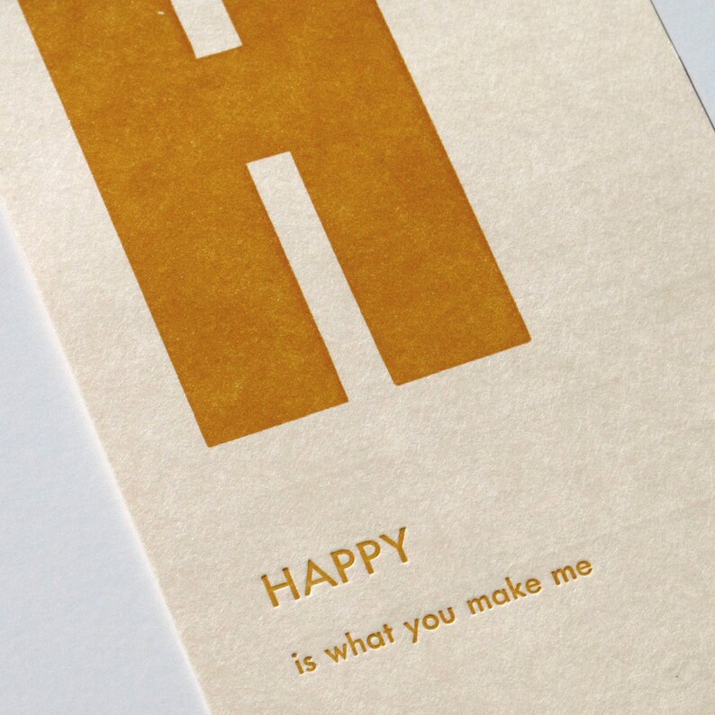 happy letterpress printed flashcard notecard image 1