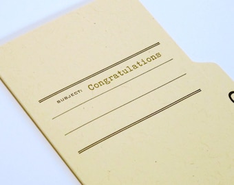 congratulations - letterpress printed tabbed notecard