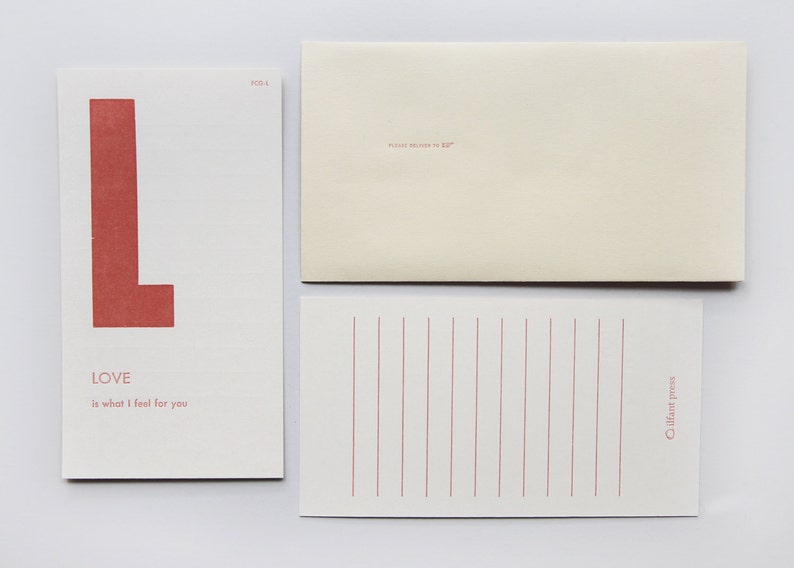love letterpress printed flashcard notecard image 3