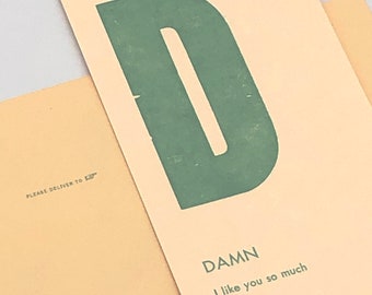 damn - letterpress printed flashcard notecard