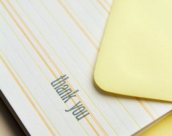 Yellow Rule Thank You letterpress printed notecard