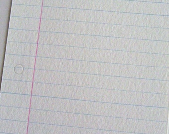 Notebook paper letterpress printed postcard