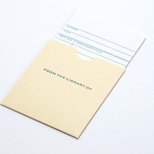 mini library card and pocket set of two- letterpress printed