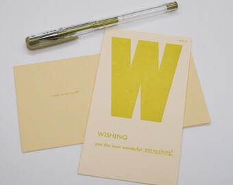 wishing - letterpress printed flashcard notecard