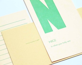 nice - letterpress printed flashcard notecard