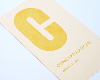 congratulations - letterpress printed flashcard notecard