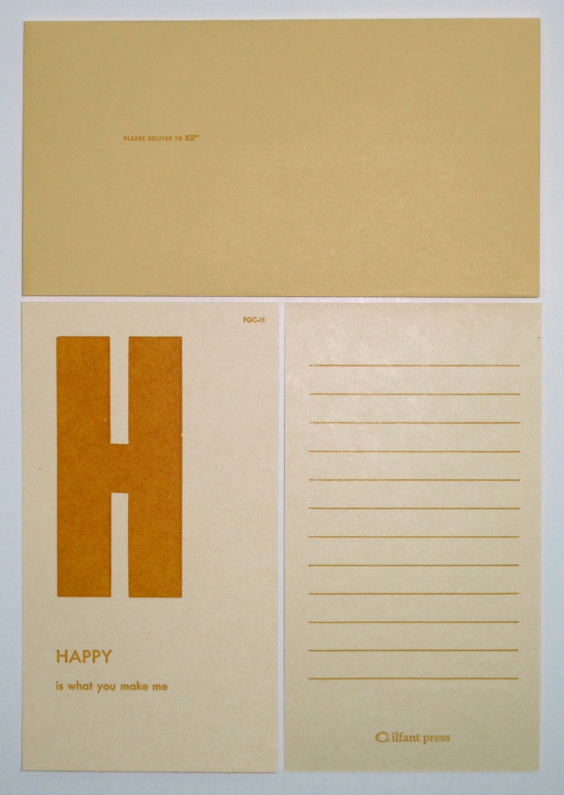 happy letterpress printed flashcard notecard image 2