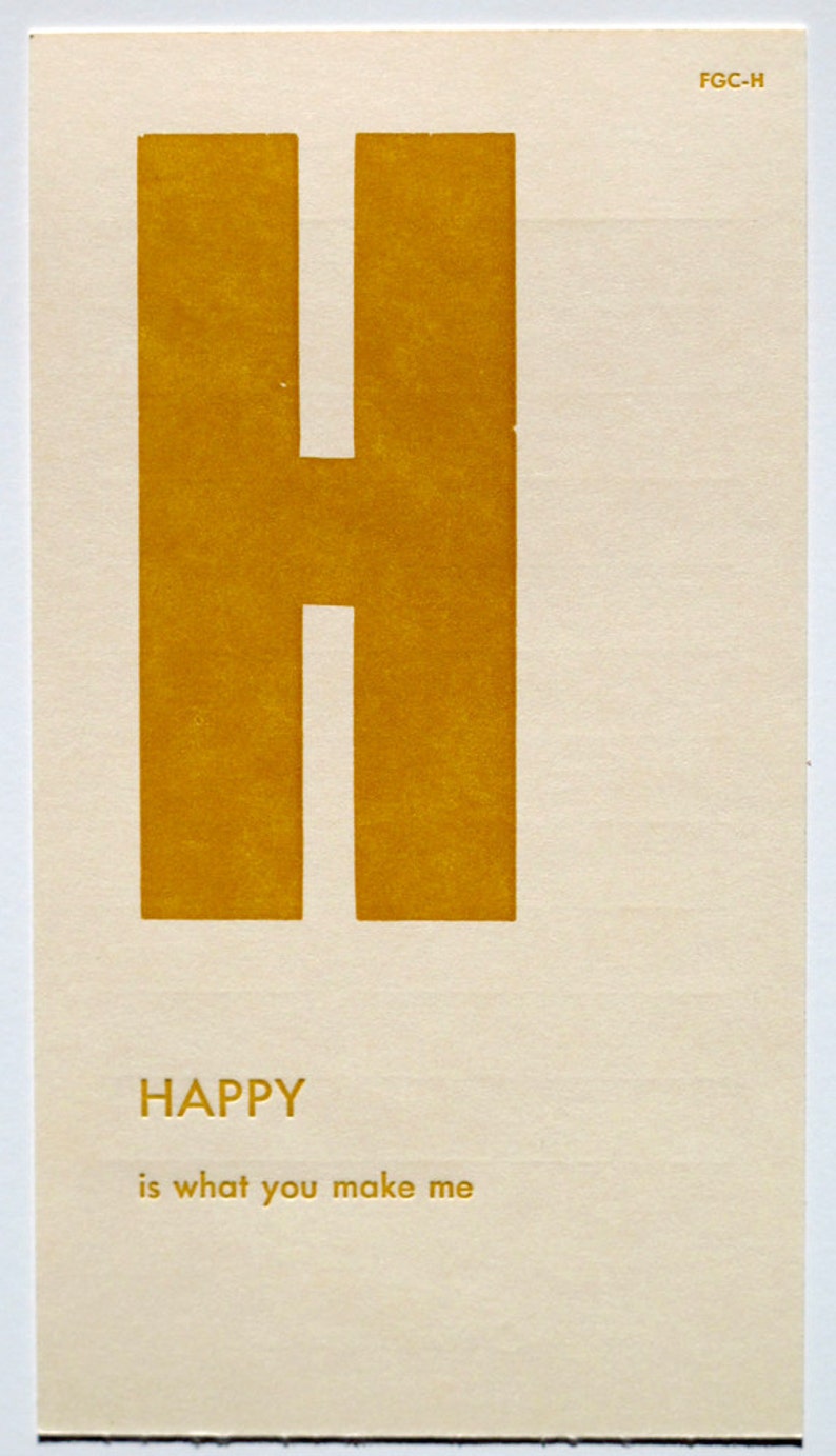 happy letterpress printed flashcard notecard image 3