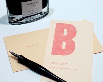 birthday - letterpress printed flashcard notecard