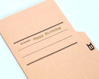 happy birthday- letterpress printed tabbed notecard