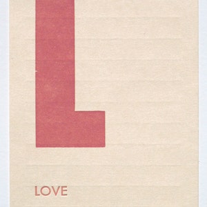 love letterpress printed flashcard notecard image 2