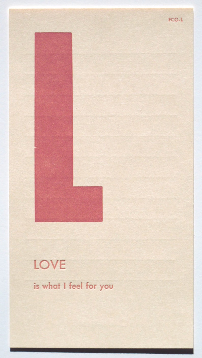 love letterpress printed flashcard notecard image 2