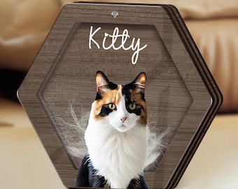 Caixa personalizada para guardar pelos de gato, caixa memorial de madeira para pelos de animais de estimação, memorial para pelos de gato, presente personalizado com retrato do seu animal de estimação, presente para quem perdeu um gato.