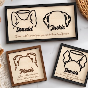Personalized Memorial Dog Ear Sign, Dog Ears Line Art Frame, Remembrance Gift For Loss Pet, Pet Sympathy Gift, Unique Gift for Pet Lover