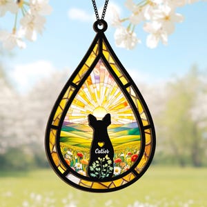 Attrape-soleil commémoratif pour la perte d'un chien, porte-clés personnalisé pour la perte d'un chien, nom de la carte de sympathie pour chat, ornement pour animal de compagnie, cadeaux pour les amoureux des chiens, décès d'un animal de compagnie
