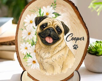 Custom Dog Portrait Wooden Sign, Pet Portrait Using Pet Photo, Cat Memorial Gift, Dog Picture Frame Wall Art Hanging, Pet Loss Sympathy Gift