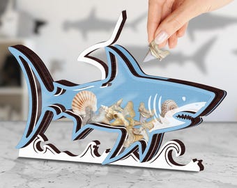 Shark Tooth Collector Gift Shark Tooth Display Shark Shadow Box For Sting Ray Teeth Sea Glass Shells Agates Crystals For Father Dad Daddy