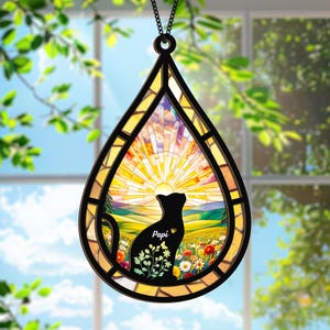 Attrape-soleil commémoratif de la perte d'un chat, porte-clés personnalisé pour la perte d'un chat, nom de la carte de sympathie pour chat, ornement pour animal de compagnie, cadeaux pour les amoureux des chats, décès d'un animal de compagnie