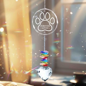 Dog Cat Paw Memorial Suncatcher, Pet Loss Rainbow Bridge Keepsake, Condolence Gifts Custom Dog Memorial Gift, Dog Cat Pet Remembrance