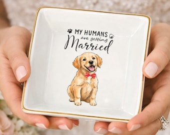 Custom Pet Portrait Ring Dish, Engagement Gift For Her, My Humans Are Getting Married, Personalized Dog Portrait Jewelry Trinket Dish