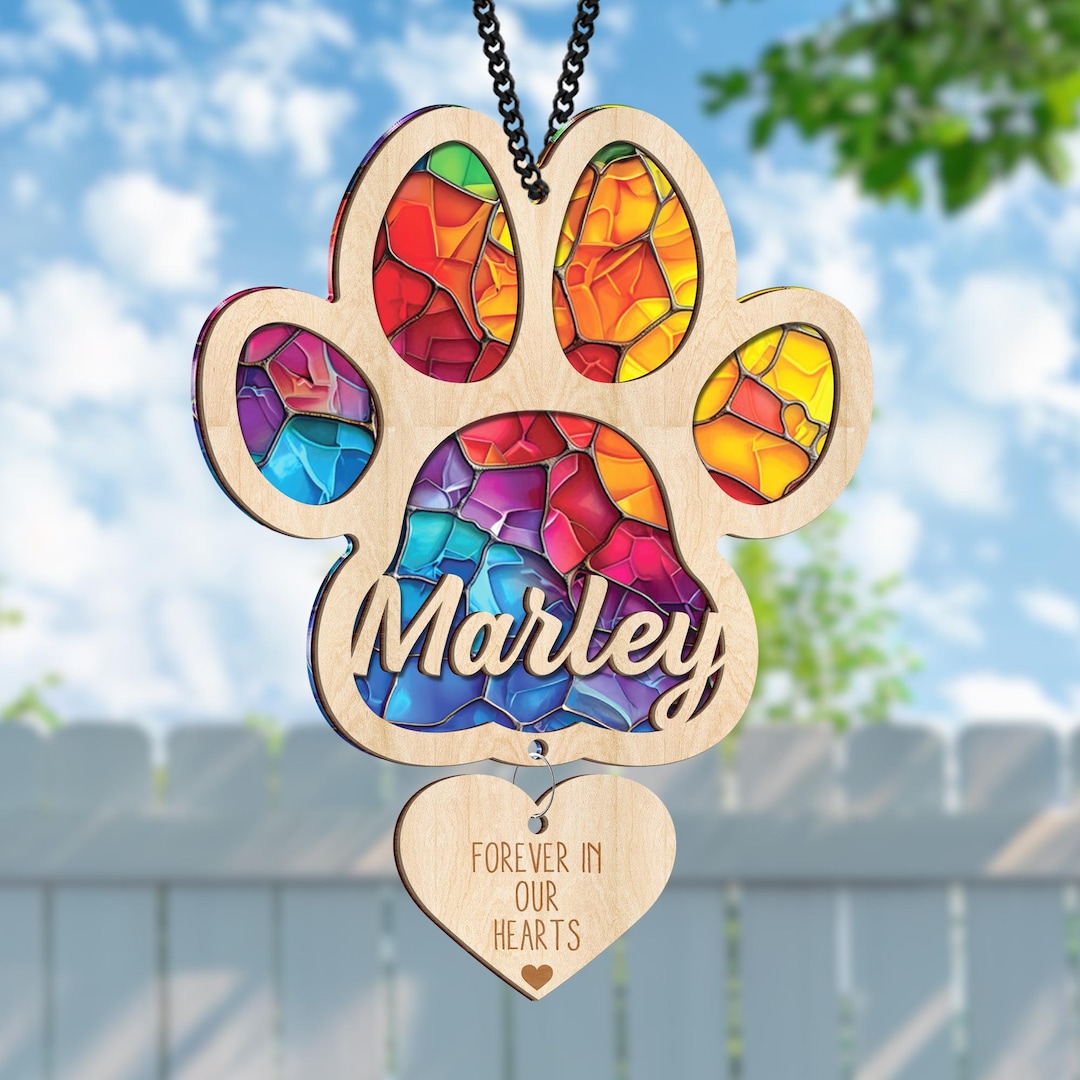 Dog Rainbow Bridge Crystal Suncatcher Pet Paw Memorial Ornament ...