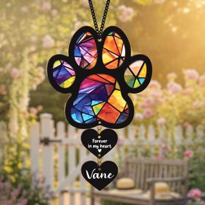 Rainbow Bridge Dog Paw Suncatcher, Dog Loss Sympathy Gift, Dog Remembrance, Dog Memorial Ornament, Cat Pet, Window Hanging Car Accessory
