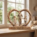 Personalized Dad And Kids Wooden Heart Sculpture, Custom Father Daughter Son Gift, Dad Keepsake, Family Wood Sign, Father\u2019s Day Gift product logo