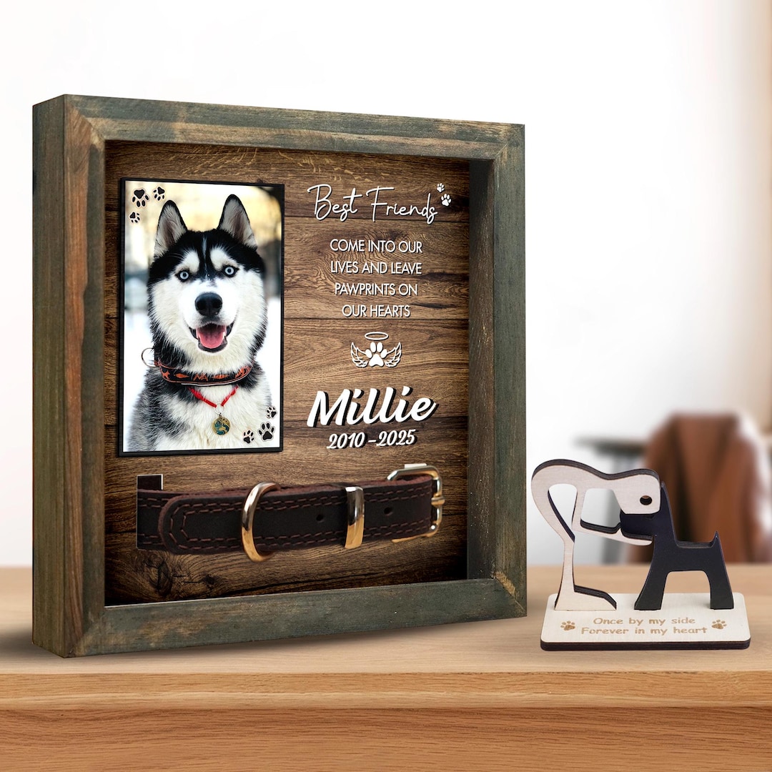 Placa Conmemorativa Para Perros Personalizada Con Foto Y Cita - Corazón De Pizarra, Resistente Al Agua Y Para Exterior