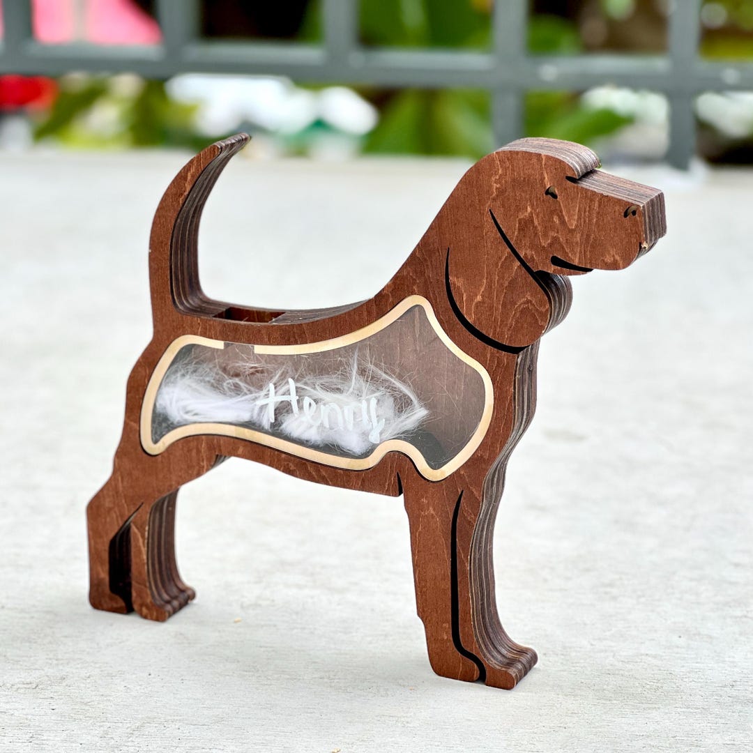 Beagle Fur Urn Teeth Keepsake Shadow Box, Pet Loss Sympathy Gift ...