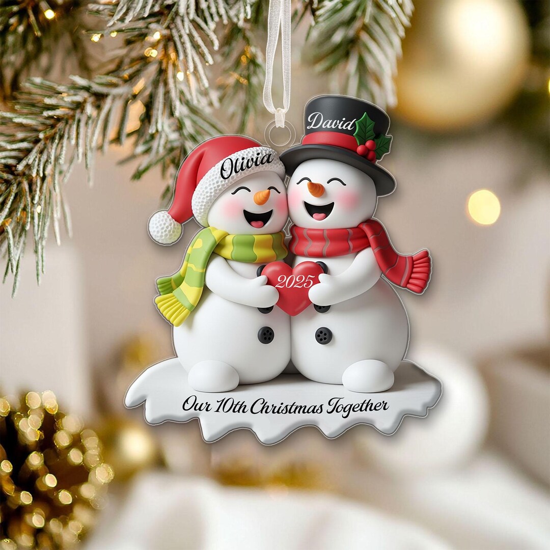 Personalized Snowman Couple Ornament 2025, Our 10th Christmas Together ...
