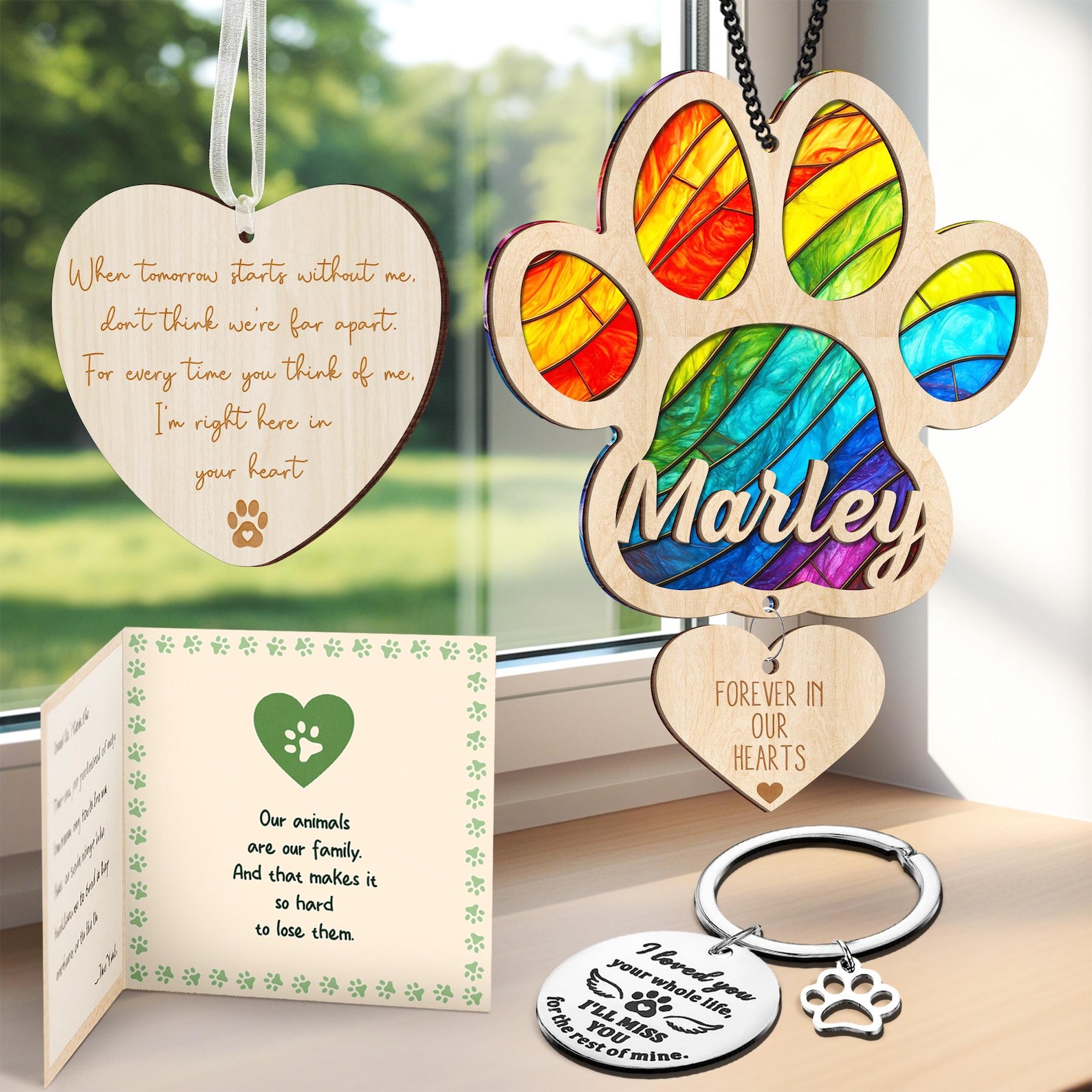 Dog Rainbow Bridge Crystal Suncatcher Pet Paw Memorial Ornament ...