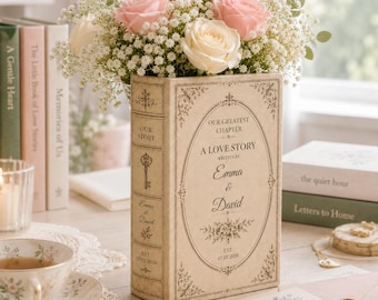 Book Vase Ceramic, Wedding Gift Decor, Romantic Book Flower Vase, Love Story Book Decor, Personalized Anniversary Gift,Gift 2026,Shelf Decor