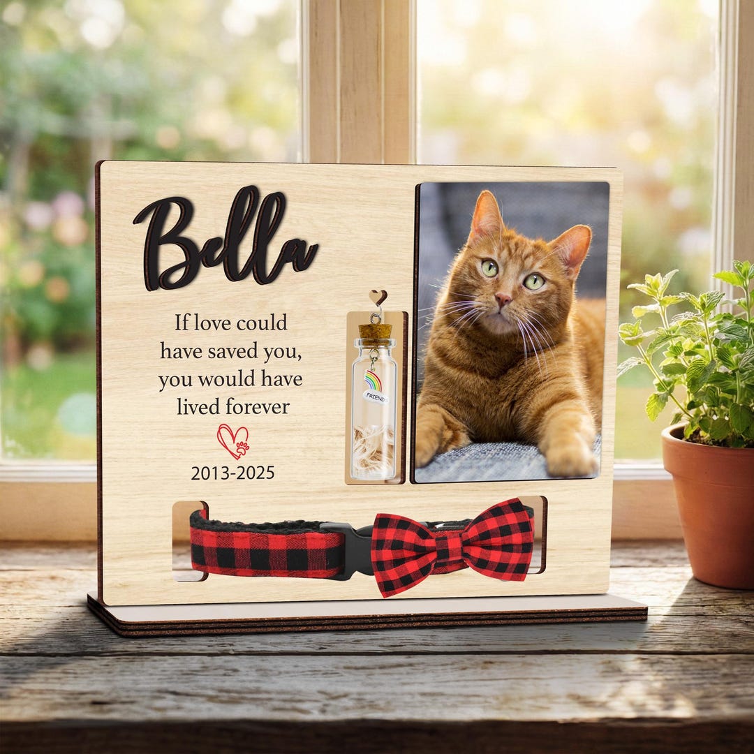 Personalized Pet Memorial Frame, Collar Holder & Fur Jar, Custom Dog ...