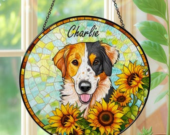 Personalized Pet Portrait Glass Suncatcher, Dog Memorial Gift, Cat Portrait From Photo Suncatcher, Loss Of Pet Gift, Pet Sympathy Gift