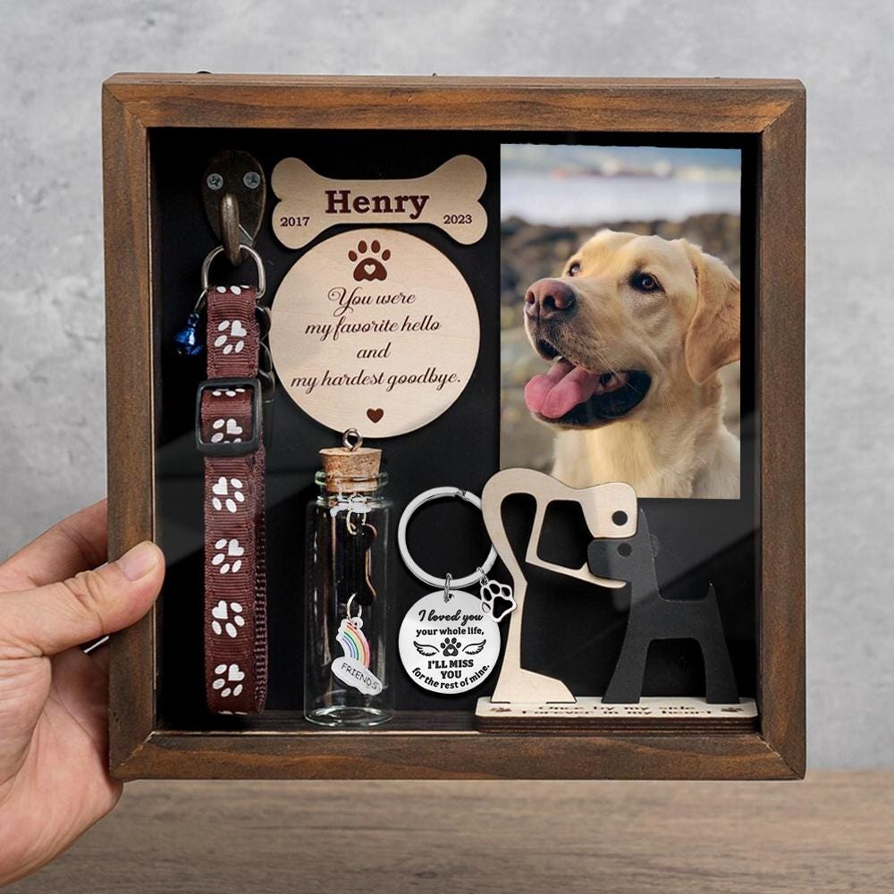Shih Tzu Dog Memorial Shadow Box Gift, Pet Loss Sculpture Cat