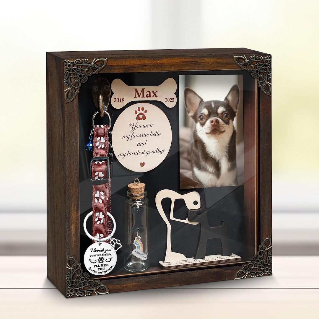 Custom Chihuahua Dog Memorial Shadow Box Gift, Pet Loss Sculpture Cat ...
