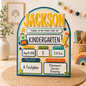 Custom Back to School Sign, First Day of School Board, Preschool Kindergarten Photo Prop, Last Day School Keepsake image 11