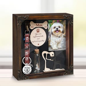 Shih Tzu Dog Memorial Shadow Box Gift, Pet Loss Sculpture Cat Bereavement Keychain Sympathy Card Rainbow Bridge Dog Remembrance