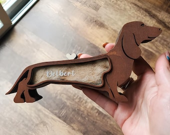 Scatola commemorativa con ombra per cane bassotto, statua ricordo con cenere di pelo di animale domestico, urna con denti per animali domestici, ricordo di una razza canina, cordoglio per la perdita di un cane o di un gatto, regalo per la mamma di un cane