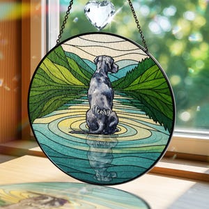 Personalized Dog Stained Glass Suncatcher Window Hanging | Dog Memorial Gift | Pet Memorial Suncatcher | Loss of Dog Gift | Remembrance Gift