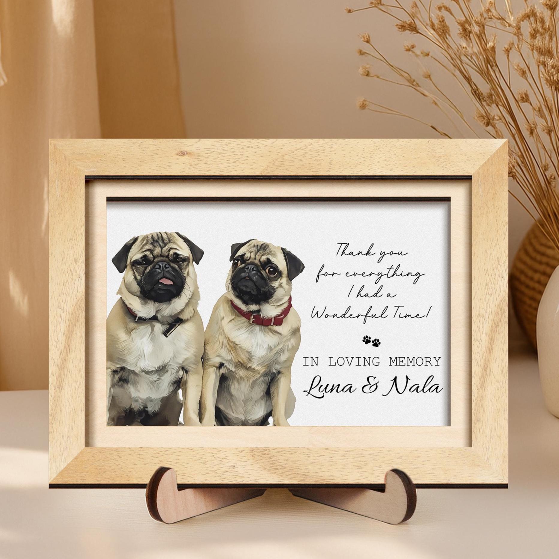 Personalized Pet Portrait Memorial Picture Frame, Pet Lover Photo Gift ...